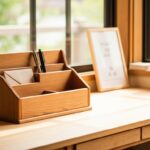 Organiseur de bureau en bois massif DIY avec compartiments pour stylos et courrier