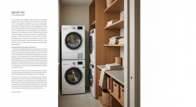 Petite buanderie fonctionnelle avec colonne lave-linge seche-linge et rangement lessive